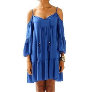 LILLY PULITZER Blue cold shoulder dress